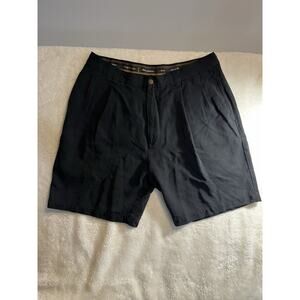 Tommy Bahama Mens Size 34 Black Pleated Front Stretch Relax Fit Silk Shorts